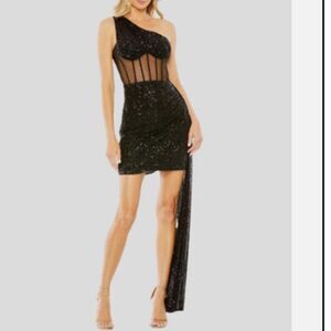 Mac Duggal Sequined Sheer Embellished Dress Size 0Black 20686. $498 NWT